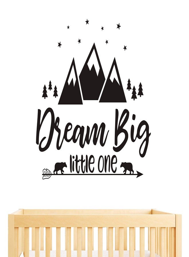 GESTYZ Dream Big Little One Quote Wall Decals, Nursery Wall Decals, Quote Decal, Woodland Wall Stickers, Vinyl Wall Decals for Children Baby Kids Boys Bedroom Y07 (57x51cm, Black) - Image 1