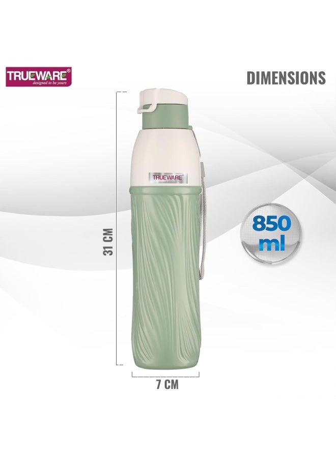 Trueware Aqua Pure PU Insulated Plastic Water Bottle 850 ML | BPA Free | Food Grade | Office, College, Travel, Sports Bottle | Easy to Carry | Easy Grip | Odorless - Image 4