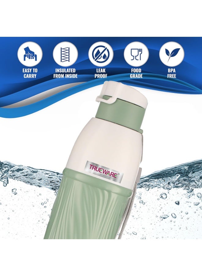 Trueware Aqua Pure PU Insulated Plastic Water Bottle 850 ML | BPA Free | Food Grade | Office, College, Travel, Sports Bottle | Easy to Carry | Easy Grip | Odorless - Image 2