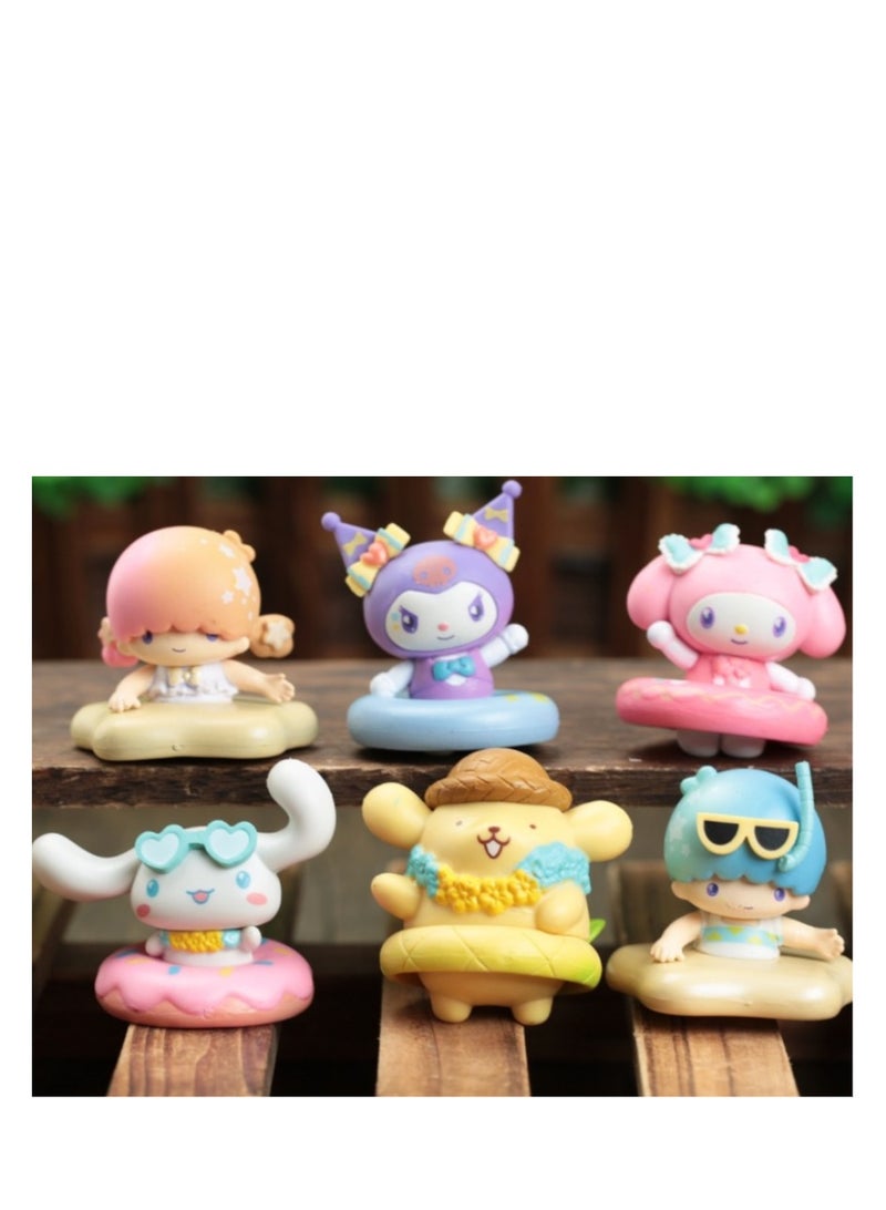 Y&D 6 Pack Kawaii Sanrio Figure My Melody  kuromi Figure Birthday Party Supplies, Cinnamon Cupcake Toppers, Cute Mini Figure Toys  Birthday Party Favor For Kids Fans Collection Bouquet Desk Decor - Image 1