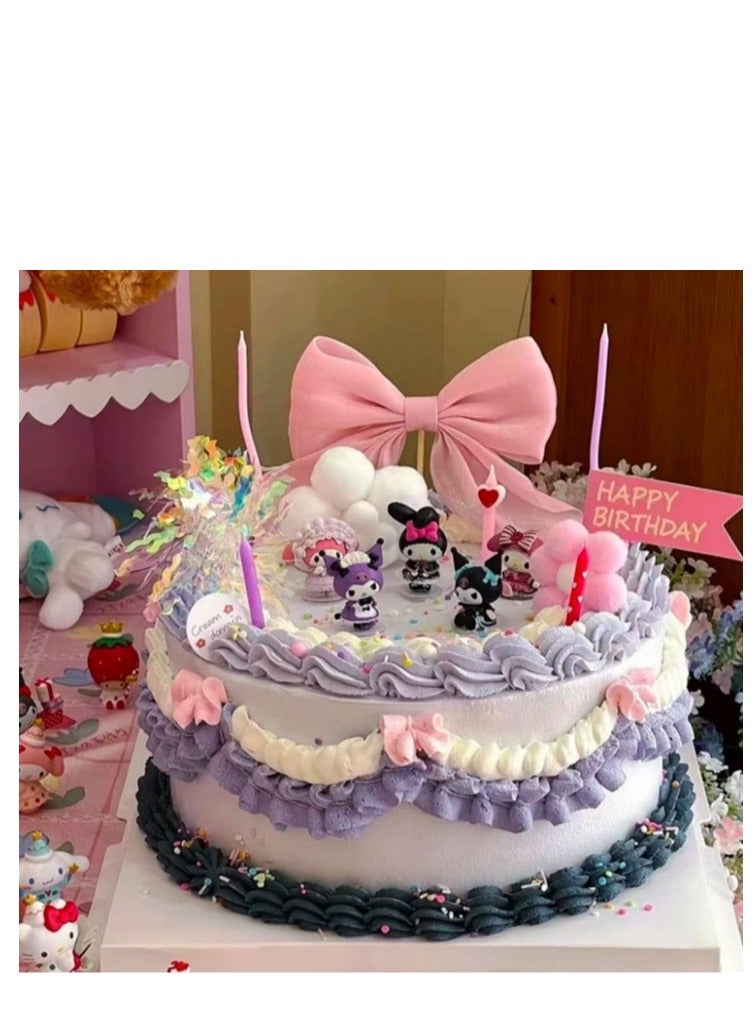 Y&D 6 Pack Kawaii Sanrio Figure My Melody  kuromi Figure Birthday Party Supplies, Cinnamon Cupcake Toppers, Cute Mini Figure Toys  Birthday Party Favor For Kids Fans Collection Bouquet Desk Decor - Image 2