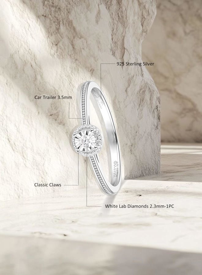 CRITI RORA 925 Sterling Silver Lab Grown Diamond Engagement Ring,Classic Solitaire Promise Wedding Band, 7, Sterling Silver Laboratory-grown Diamond, Created Diamond - Image 3