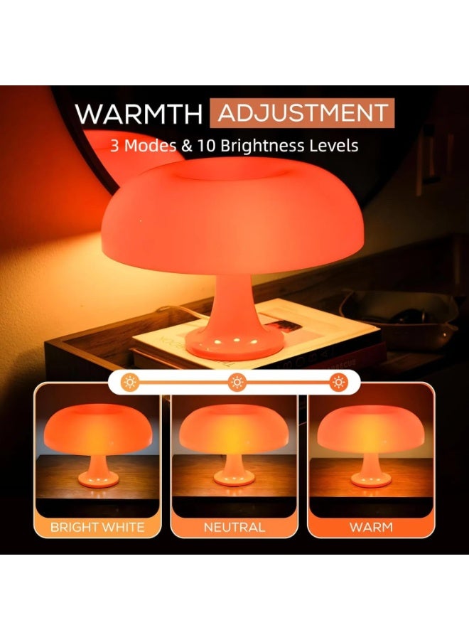 Orange Mushroom Lamp for Room Aesthetic Modern Lighting for Bedroom | Cool Retro Living Room Decor (Orange) - Image 3