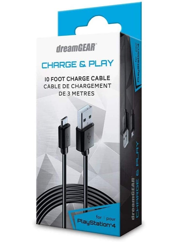 dreamGear- Playstation 4 Charge and Play Premium Connection Cable- Perfect for Charging DualShock4 Controllers - Image 1