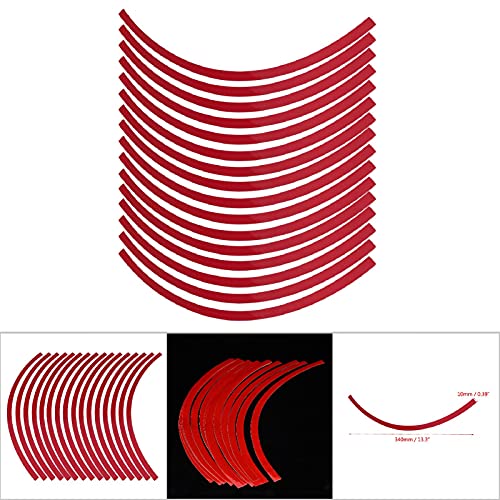 ZERONE شريط جنط السيارة، 16 قطعة شريط لاصق عاكس عالمي لعجلات السيارة (أحمر) - Image 4