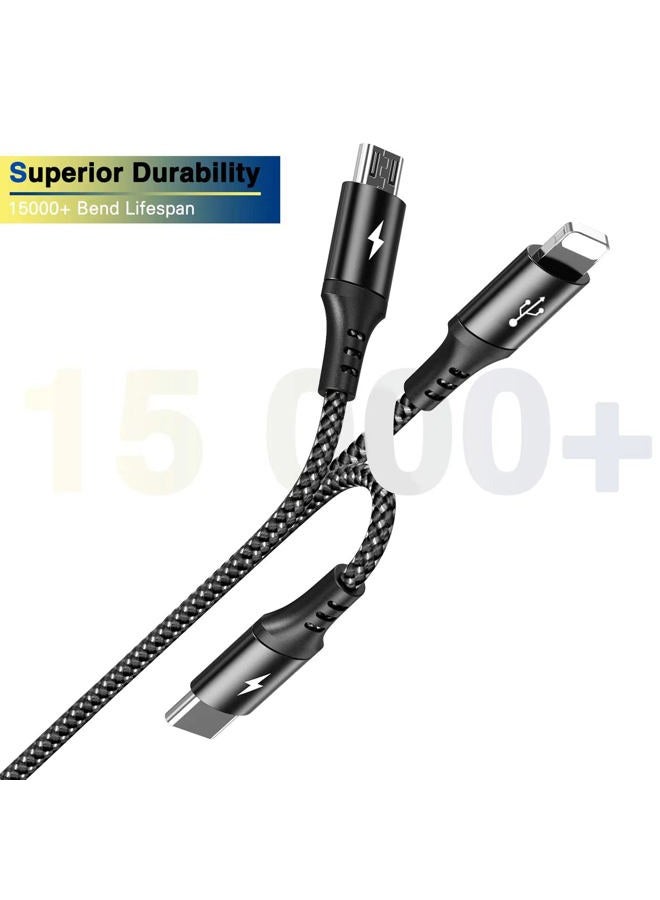 RULUS Multi Charging Cable [2Pack 6ft] 3 in 1 Multiple Fast Charger Cable Nylon Braided Charging Cord Adapter with IP/Type C/Micro USB Ports for Cell Phones ﻿ - Image 5