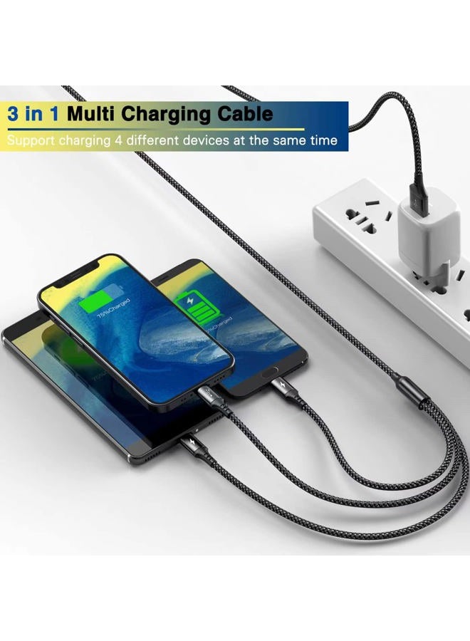 RULUS Multi Charging Cable [2Pack 6ft] 3 in 1 Multiple Fast Charger Cable Nylon Braided Charging Cord Adapter with IP/Type C/Micro USB Ports for Cell Phones ﻿ - Image 3