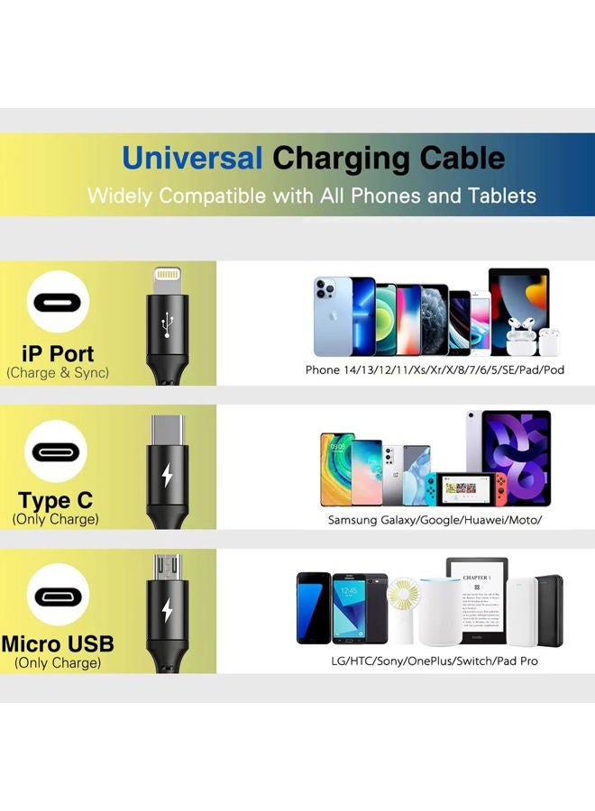 RULUS Multi Charging Cable [2Pack 6ft] 3 in 1 Multiple Fast Charger Cable Nylon Braided Charging Cord Adapter with IP/Type C/Micro USB Ports for Cell Phones ﻿ - Image 4