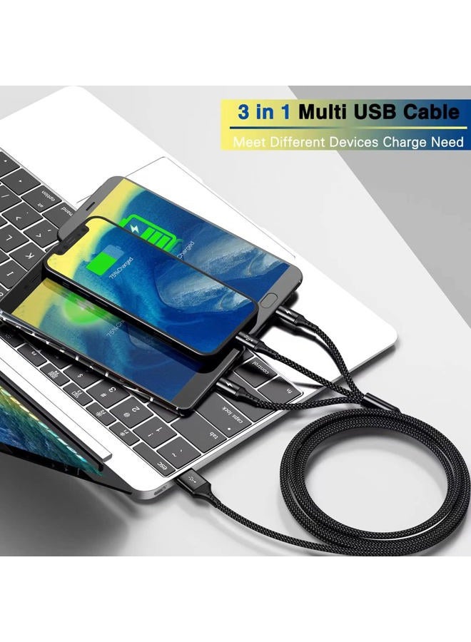 RULUS Multi Charging Cable [2Pack 6ft] 3 in 1 Multiple Fast Charger Cable Nylon Braided Charging Cord Adapter with IP/Type C/Micro USB Ports for Cell Phones ﻿ - Image 2