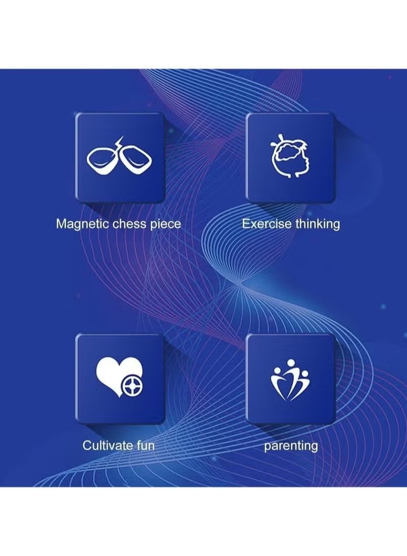 لعبة الشطرنج المغناطيسية، 6 أشكال مختلفة من قطع الشطرنج، لعبة مغناطيسية ممتعة على الطاولة، لعبة لوح مغناطيسي، لعبة استراتيجية للأطفال والكبار، ألعاب الحفلات العائلية (C) - Image 3