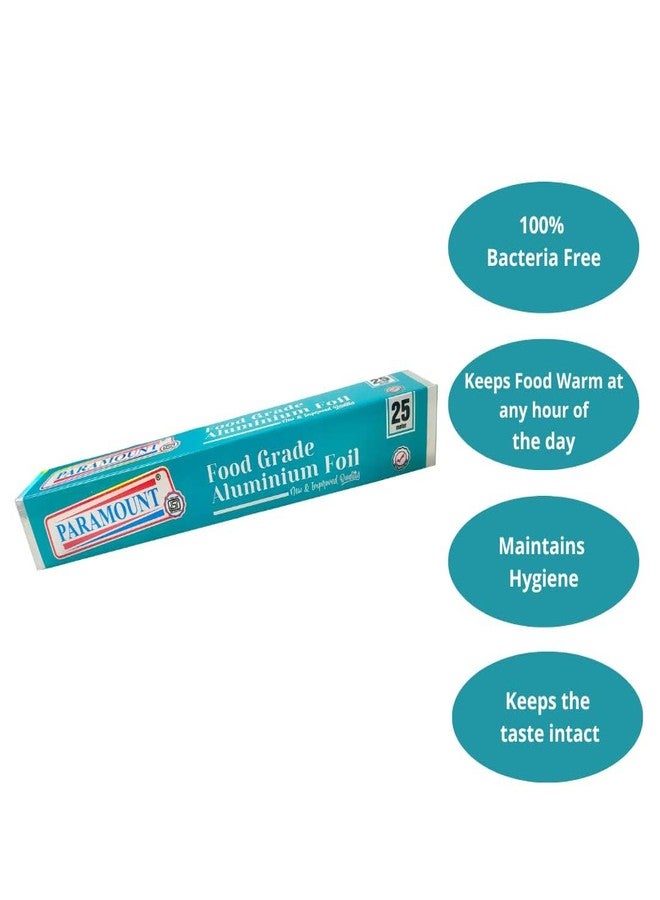 Paramount High-Quality Aluminum Foil Paper, 25 Meter Length, 295mm Width, 11 Micron - Ideal for Kitchen Use, Cooking, Food Wrapping, Grilling, Baking and Food Safety (1 Roll) - Image 2