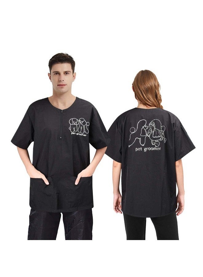 Noverlife Noverlife Short Sleeves Grooming Workwear with 2 Pockets, XL Size, Anti-Static Splash Proof Pet Beautician Smock Work Clothes, Dog Cat Groomer Cosmetologist Uniforms for Pet Shop Men Women  - Image 1