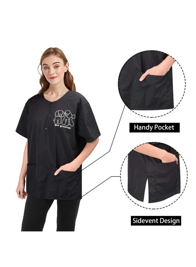 Noverlife Noverlife Short Sleeves Grooming Workwear with 2 Pockets, XL Size, Anti-Static Splash Proof Pet Beautician Smock Work Clothes, Dog Cat Groomer Cosmetologist Uniforms for Pet Shop Men Women  - Image 4