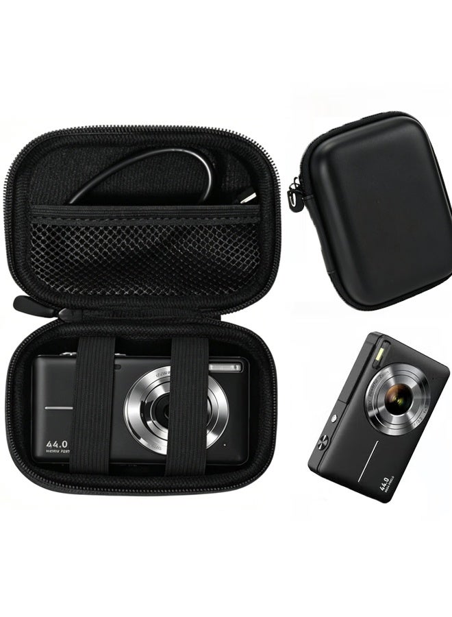 Rubvrenti Digital Camera Bag,Camera Case,Suitable For Ccd Digital Camera, Travel Portable Cute Small Camera Bag For Earphones, Usb Cable And Memory Cards Black - Image 1