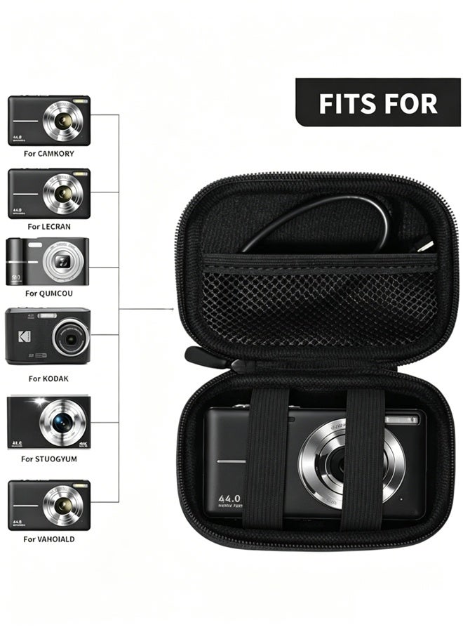 Rubvrenti Digital Camera Bag,Camera Case,Suitable For Ccd Digital Camera, Travel Portable Cute Small Camera Bag For Earphones, Usb Cable And Memory Cards Black - Image 2