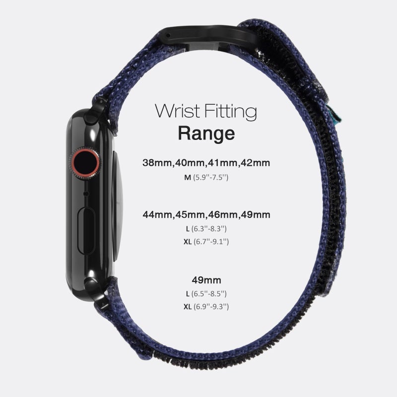 Nereides Compatible with Apple Watch Series 11 Band Series 10/9/8/7/6/5/4/SE/SE2/SE3/Ultra 3/2/1, Nylon Sports Strap with Woven Design for 49mm/46mm/45mm/44mm(L, Blue) - Image 5