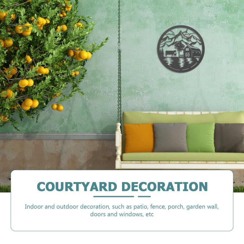 Iron Wall Decoration Circular Hanging Art Indoor Outdoor Metal Wall Decor - Image 3