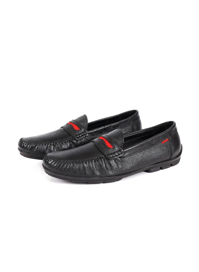 Mont Hawk Mallorca Men's Genuine Leather Slip-On Loafers – Premium Leather Casual & Semi Formal Shoes with Flexible TPR Rubber Sole, Comfortable Office Driving Walking Footwear with New Sole (Black) - Image 2