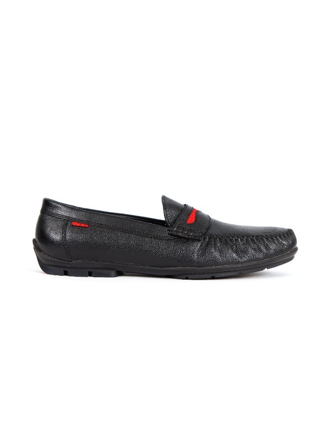 Mont Hawk Mallorca Men's Genuine Leather Slip-On Loafers – Premium Leather Casual & Semi Formal Shoes with Flexible TPR Rubber Sole, Comfortable Office Driving Walking Footwear with New Sole (Black) - Image 4