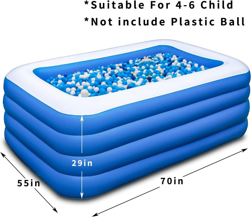 YOUMI Inflatable Swimming Pool, 70x55x29 inch Inflatable Pool, Family Pool, Summer Water Party, Kids, Outdoor, Garden, Backyard (A 70x55x29in) - Image 4