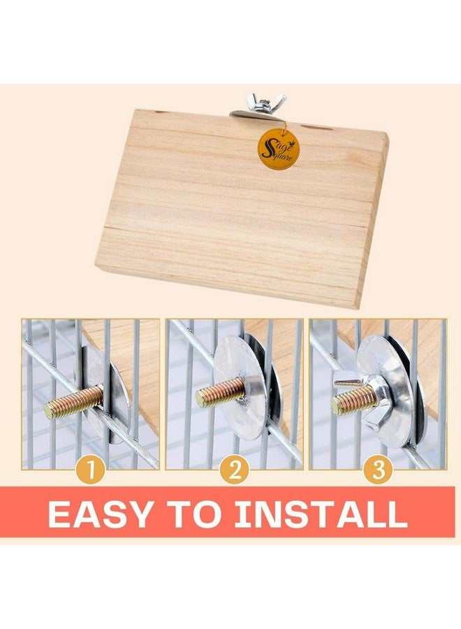 سايج سكوير منصة رمل خشبية مصنوعة من الخشب الطبيعي، مجموعة من اثنين (3*4.5 بوصة ورمل 3*4.5 بوصة) حامل مجثم على شكل مستطيل، ملحقات القفص، لعبة مرحة، مناسبة للطيور والببغاوات والبادجي - Image 5