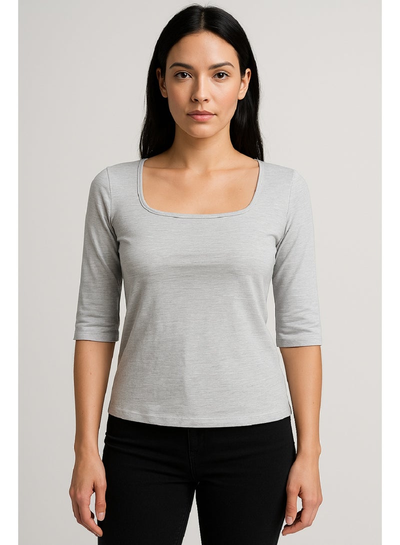 MANIKAN Women's Undershirt Athletic Scoop Neck Top with Sleeves and Compression Slim Fit Stretch Undershirt - Image 1