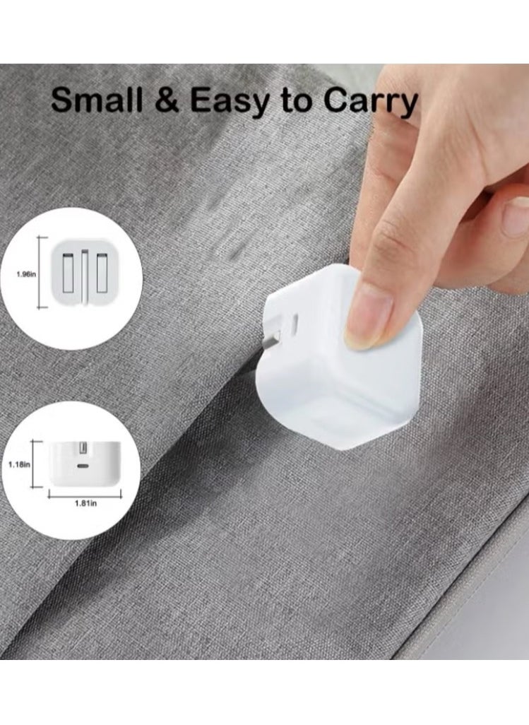 Generic iPhone 20W PD Quick Charger, Type-C Electric Block Wall Charger Plug Adapter, 1m USB-C Cable to Lightning for 14 13 12 11 Pro Mini XS XR X, iPad, AirPod, Apple MFi Certified, White  - Image 2