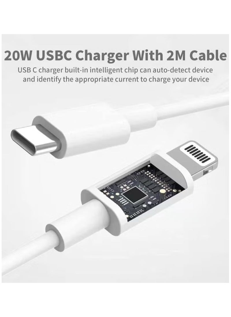 Generic iPhone 20W PD Quick Charger, Type-C Electric Block Wall Charger Plug Adapter, 1m USB-C Cable to Lightning for 14 13 12 11 Pro Mini XS XR X, iPad, AirPod, Apple MFi Certified, White  - Image 4