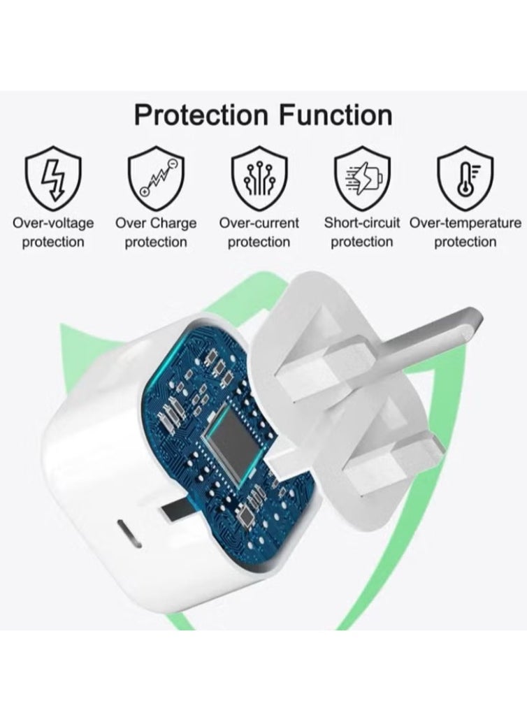 Generic iPhone 20W PD Quick Charger, Type-C Electric Block Wall Charger Plug Adapter, 1m USB-C Cable to Lightning for 14 13 12 11 Pro Mini XS XR X, iPad, AirPod, Apple MFi Certified, White  - Image 5