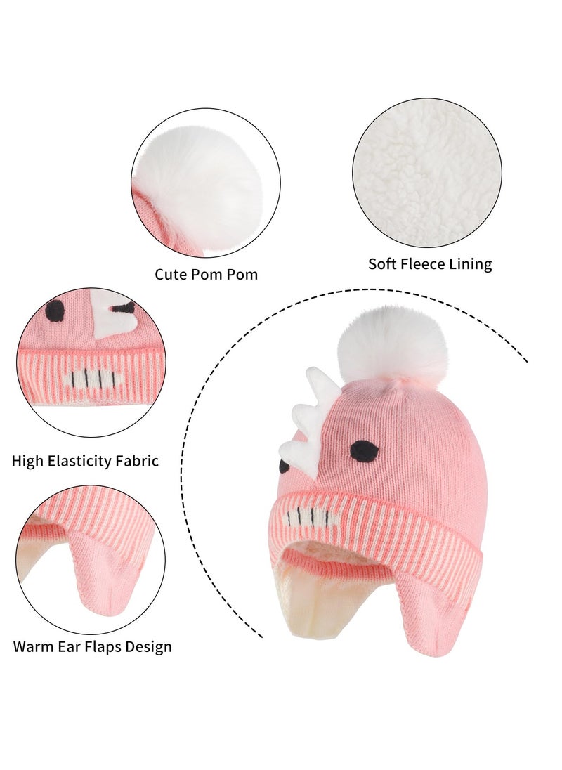 SYOSI Winter Warm Bobble Hat with Ear Flaps and Scarf Set for Girls Age 6-10, Cute and Cozy Toddler Kids Hat, M Size  - Image 4