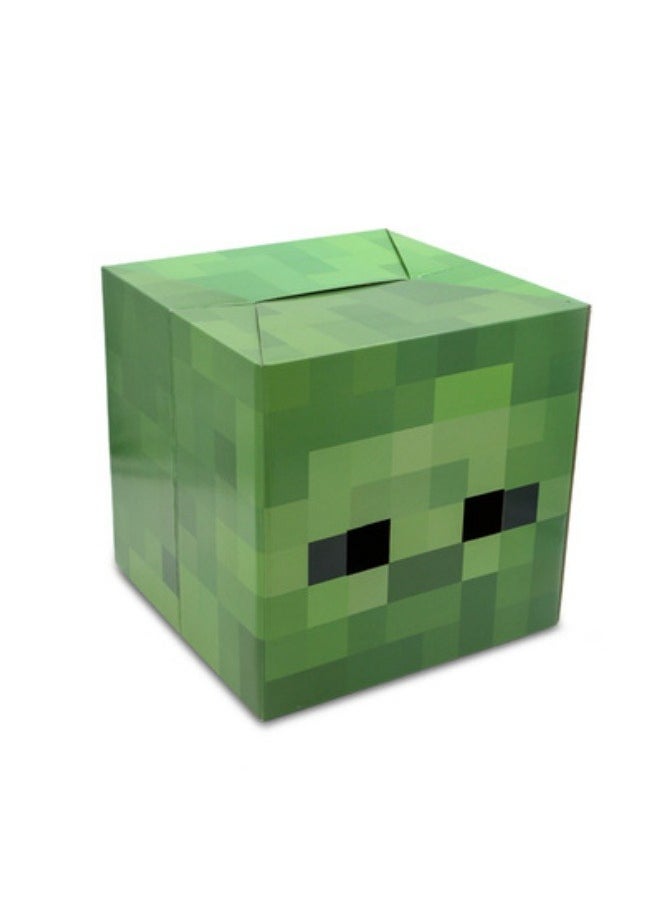 Generic - Minecraft game props model Steve JJ Monster Zombie White-eyed Small Black Helmet Mask Cardboard Helmet - Image 1