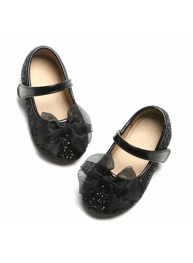 Otter MOMO Toddler/Little Girls Mary Jane Ballerina Flats Shoes Slip-on School Party Dress Shoes, D716-black, 11 Little Kid - Image 1