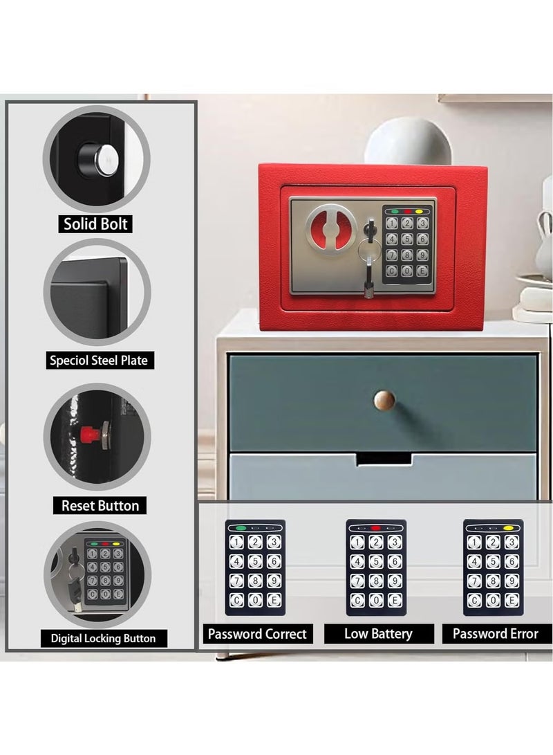 صندوق أمان صغير مع لوحة مفاتيح ومفاتيح، صناديق قفل المال، صندوق أمان إلكتروني شخصي مخفي، صناديق أمان من سبائك الصلب للاستخدام المنزلي والمكتبي وغرف الفنادق والأعمال والمجوهرات والنقد - Image 3