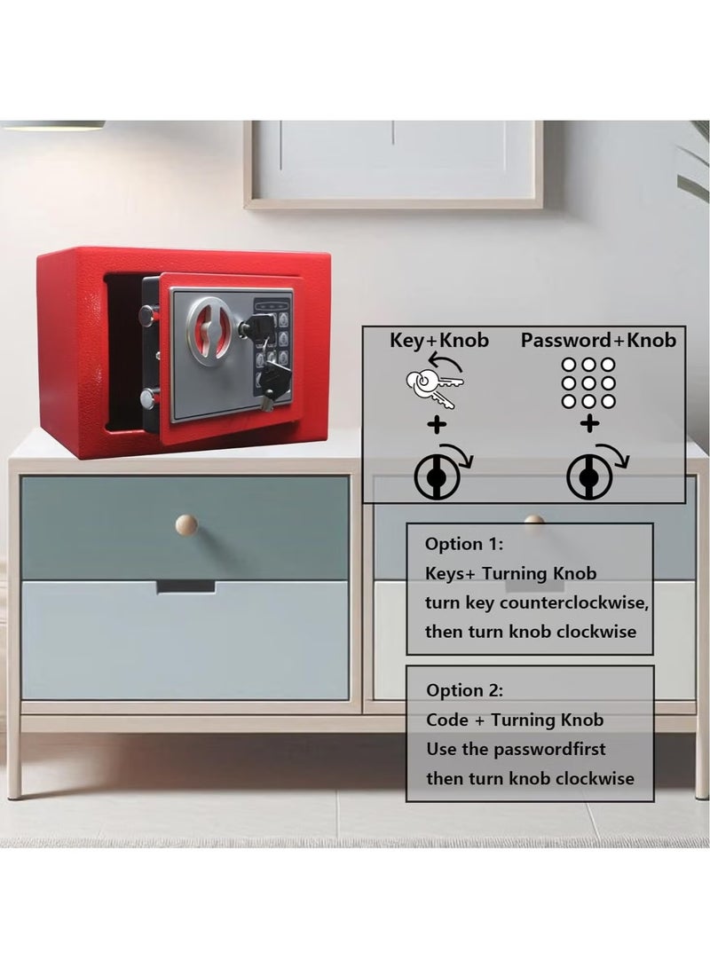 صندوق أمان صغير مع لوحة مفاتيح ومفاتيح، صناديق قفل المال، صندوق أمان إلكتروني شخصي مخفي، صناديق أمان من سبائك الصلب للاستخدام المنزلي والمكتبي وغرف الفنادق والأعمال والمجوهرات والنقد - Image 5
