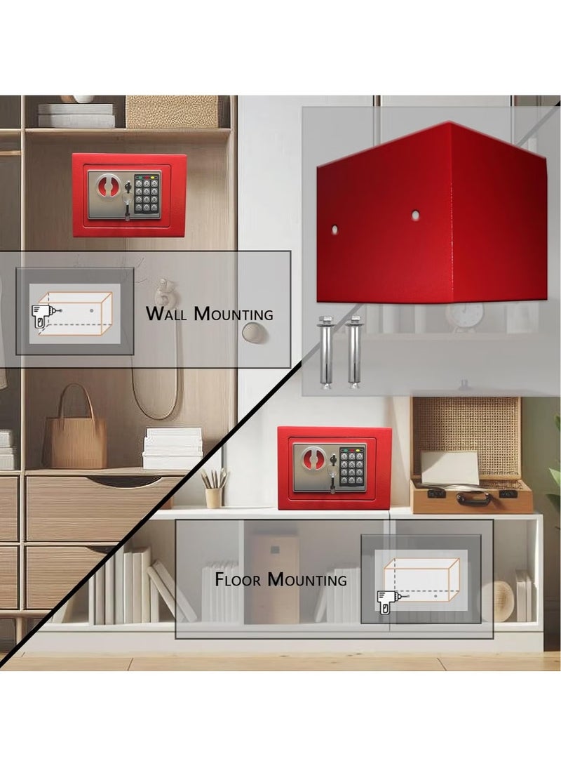 صندوق أمان صغير مع لوحة مفاتيح ومفاتيح، صناديق قفل المال، صندوق أمان إلكتروني شخصي مخفي، صناديق أمان من سبائك الصلب للاستخدام المنزلي والمكتبي وغرف الفنادق والأعمال والمجوهرات والنقد - Image 4