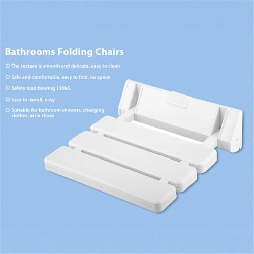 STORE 2508 Store2508 Folding Shower Seat Wall Mount ABS & Aluminium Body Foldable Stool Bench Non Slip Bath Seat White - Image 4