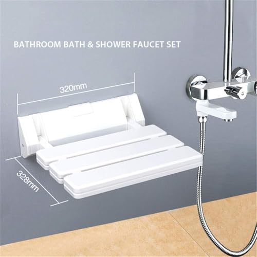 STORE 2508 Store2508 Folding Shower Seat Wall Mount ABS & Aluminium Body Foldable Stool Bench Non Slip Bath Seat White - Image 2