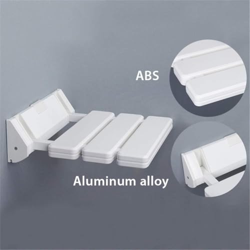 STORE 2508 Store2508 Folding Shower Seat Wall Mount ABS & Aluminium Body Foldable Stool Bench Non Slip Bath Seat White - Image 3