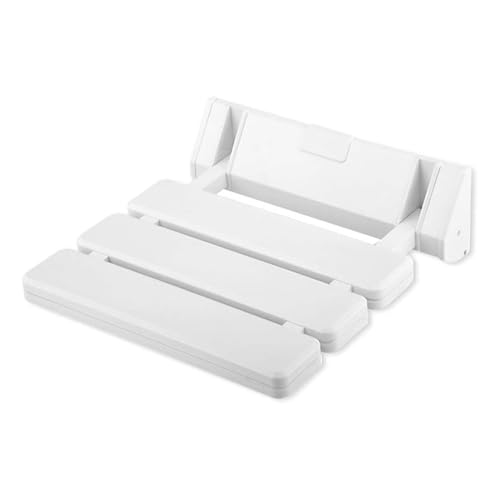 STORE 2508 Store2508 Folding Shower Seat Wall Mount ABS & Aluminium Body Foldable Stool Bench Non Slip Bath Seat White - Image 1