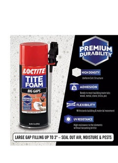 Loctite Loctite Tite Foam Big Gaps Spray Foam Sealant, Polyurethane Expanding Foam Insulation - 12 fl oz Can, Pack of 1  - Image 3