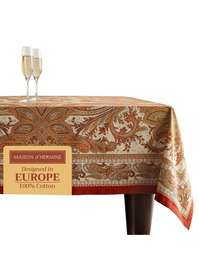 Maison d' Hermine 100% Cotton Table Cover - 60"x108" Rectangle Decorative Tablecloth - Washable Tablecloths for Dining, Home & Party - For Thanksgiving & Christmas - Kashmir Paisley Collection - Image 1