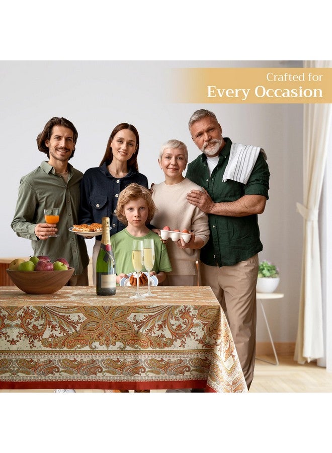 Maison d' Hermine 100% Cotton Table Cover - 60"x108" Rectangle Decorative Tablecloth - Washable Tablecloths for Dining, Home & Party - For Thanksgiving & Christmas - Kashmir Paisley Collection - Image 5