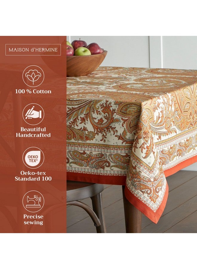 Maison d' Hermine 100% Cotton Table Cover - 60"x108" Rectangle Decorative Tablecloth - Washable Tablecloths for Dining, Home & Party - For Thanksgiving & Christmas - Kashmir Paisley Collection - Image 2