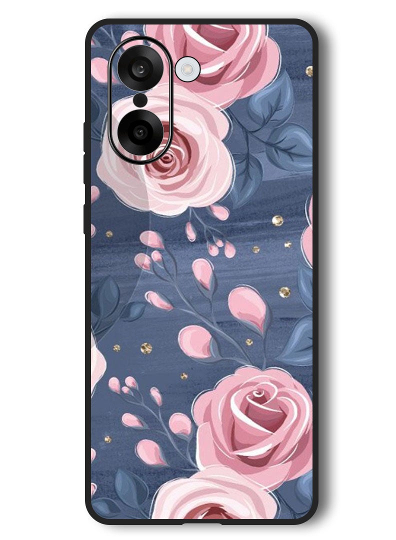 Theodor Case Compatible with OnePlus Nord CE 5 6.77 Inch Protection Shockproof Bumper Cover Roses & Leaves Pattern - Image 1