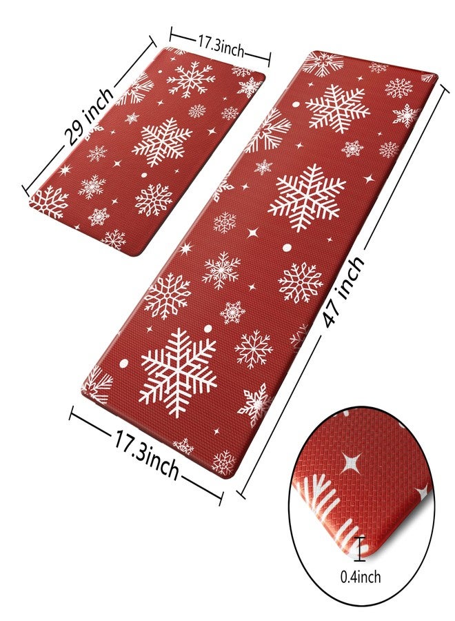 VivaNest Red Snowflake Winter Kitchen Rug Sets [2 PCs], Anti-Fatigue, Waterproof Non-Slip Kitchen Mats Heavy Duty Comfort Foam Rug for Christmas Floor, Home, Office, Sink, Laundry,17"x29"+17"x47" - Image 4