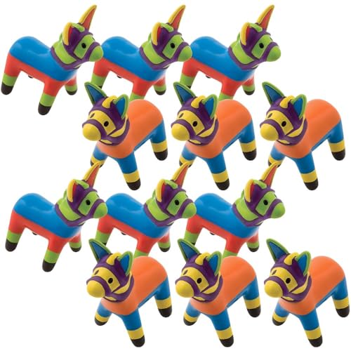 Fun Express Vinyl Fiesta Donkey Party Decorations 12 Pack Mexican Theme Party Favors for Cinco de Mayo Celebrations Colorful Burro Centerpieces for Tables Fiesta Decor Mexican Gifts - Image 1
