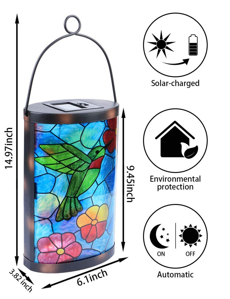 MUMTOP Hanging Solar Lantern Outdoor Decorative Waterproof LED Solar Hummingbird Lights Tabletop Lamp for Outdoor Patio Garden - Image 2