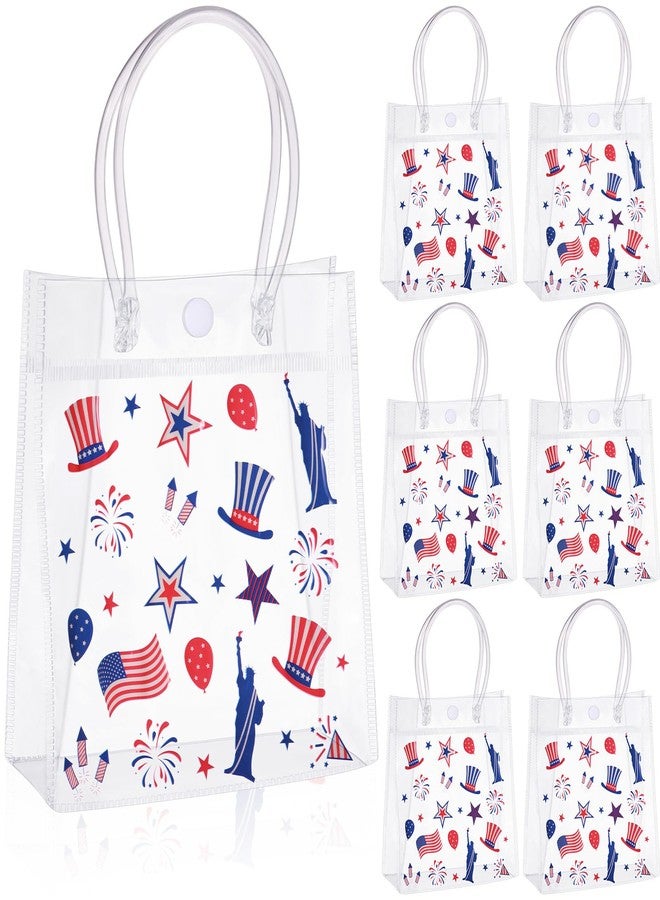 Wesnoy 24 Pcs Patriotic Clear Gift Bags Red White Blue Handles PVC Treat Bags for 250th Anniversary 4th of July(Classic - Image 1