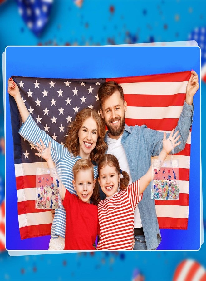 Wesnoy 24 Pcs Patriotic Clear Gift Bags Red White Blue Handles PVC Treat Bags for 250th Anniversary 4th of July(Classic - Image 4