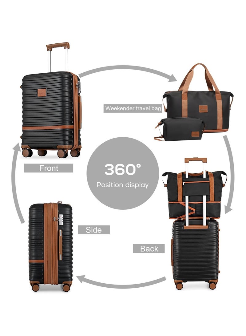 Coollife 5-Piece Travel Bags with TSA Approved Lock, Lightweight Hard Shell Luggage Suitcase Set - Image 2